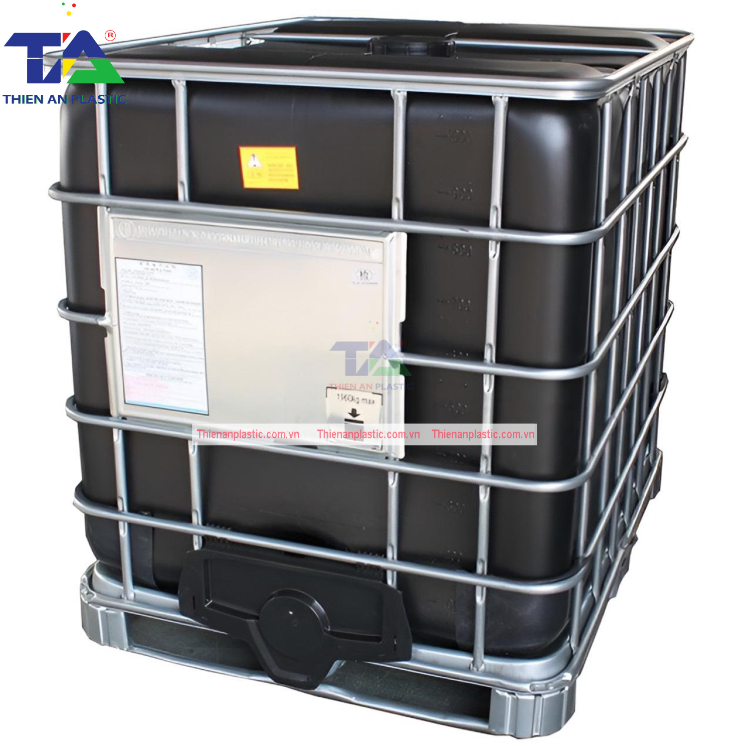 Tank Nhựa IBC 1000 Lít Màu Đen (KT: 1186 X 1000 x 1200mm)