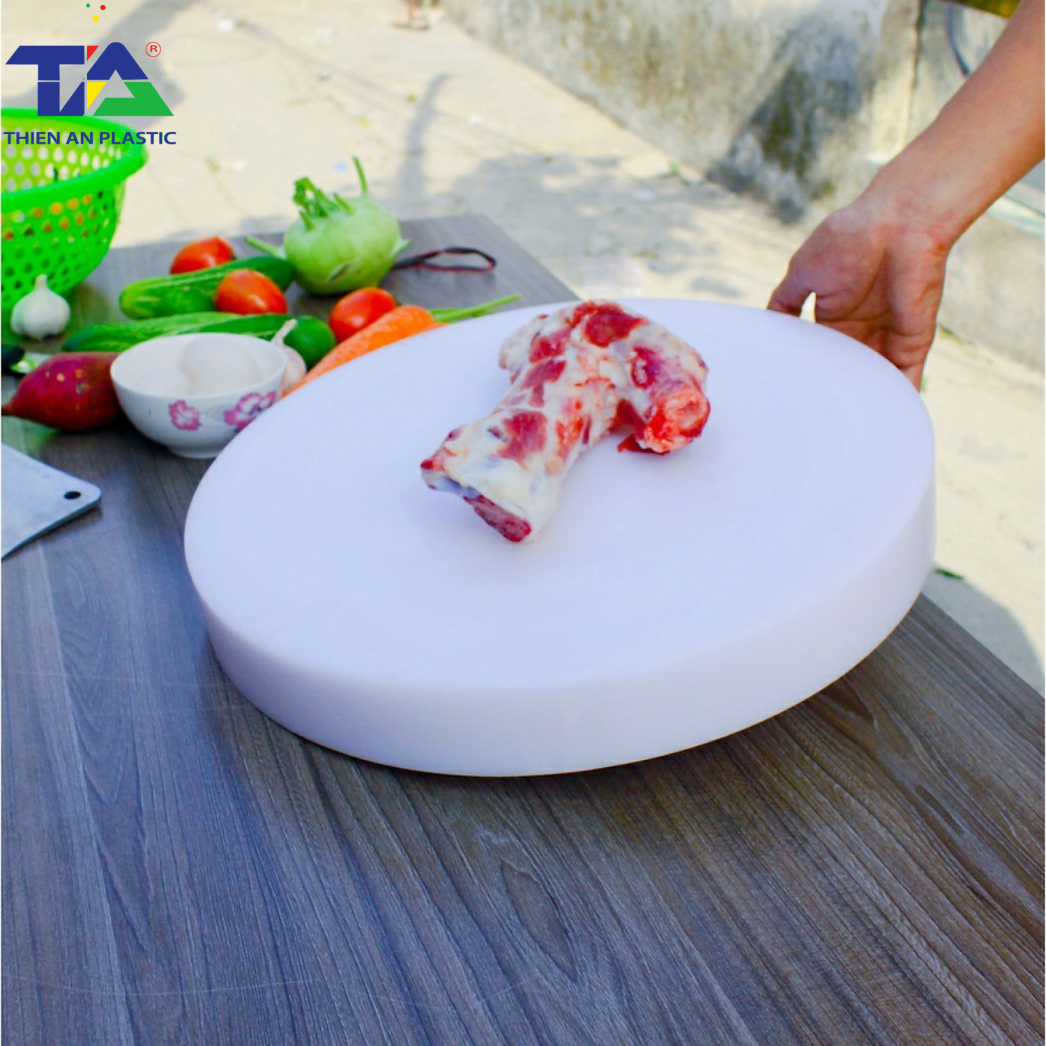 Thớt Nhựa PE Tròn (KT: Ø400 x 50 mm)