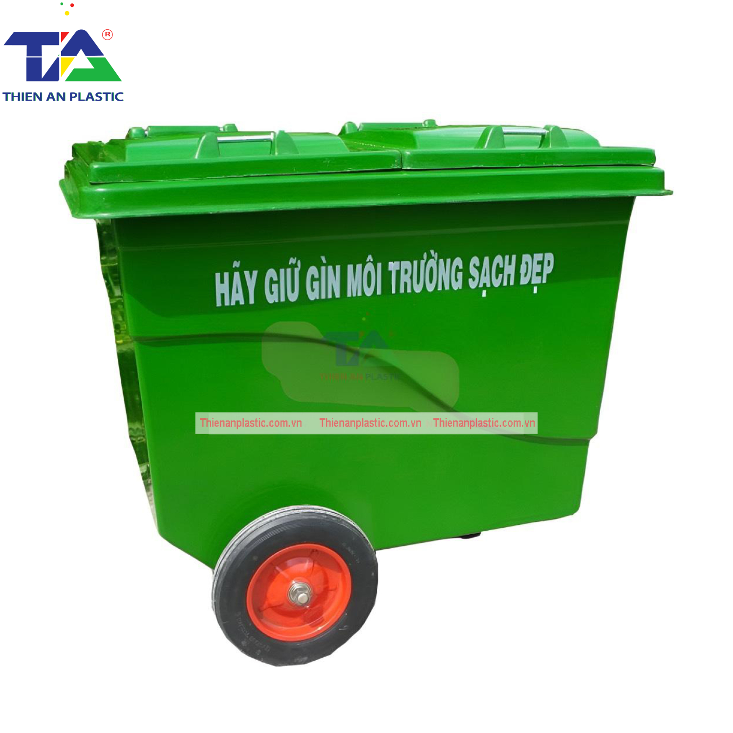 Thùng Rác Composite 1000 Lít 3 Bánh Đúc (KT: 1520 x 1060 x 1150mm)