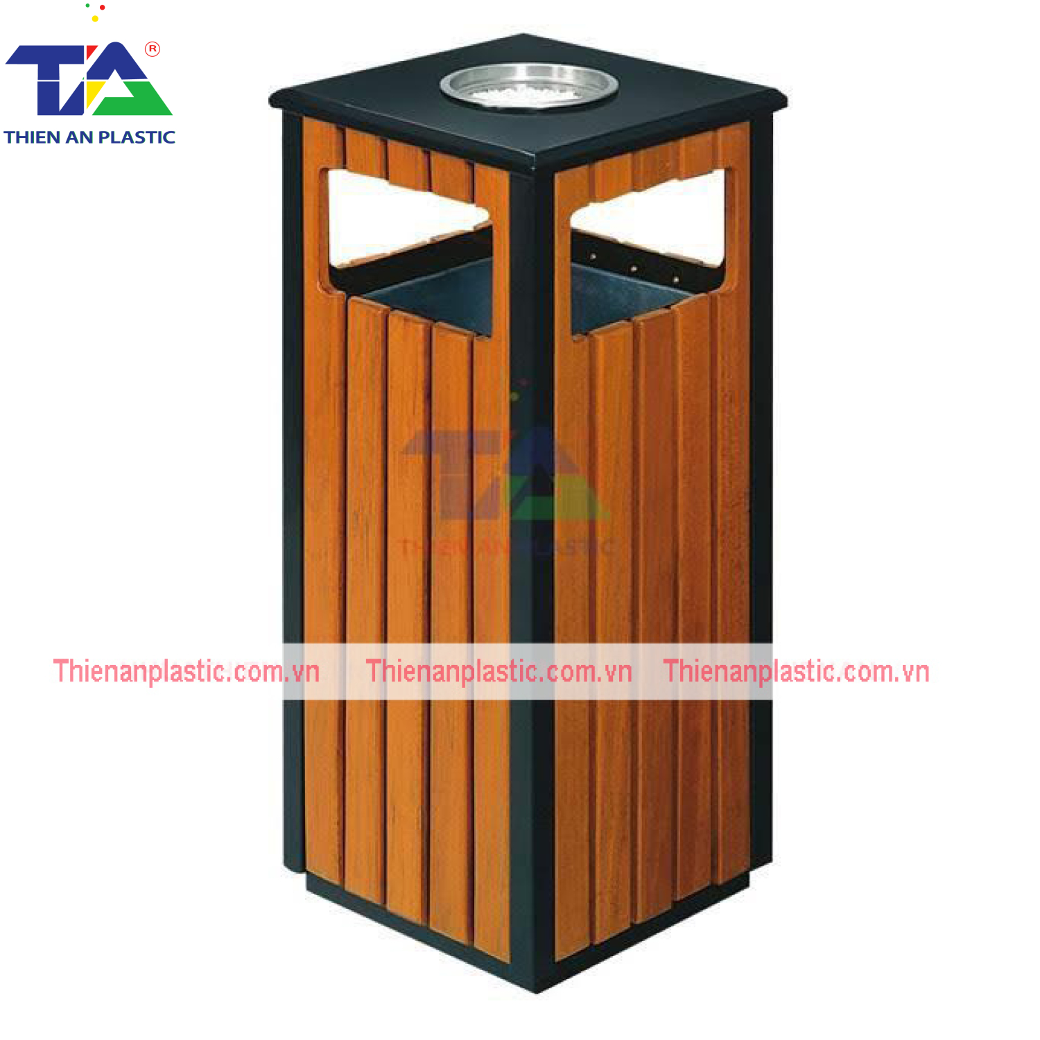 Thùng Rác Giả Gỗ Hình Vuông(KT: 350 x 350 x 800mm)