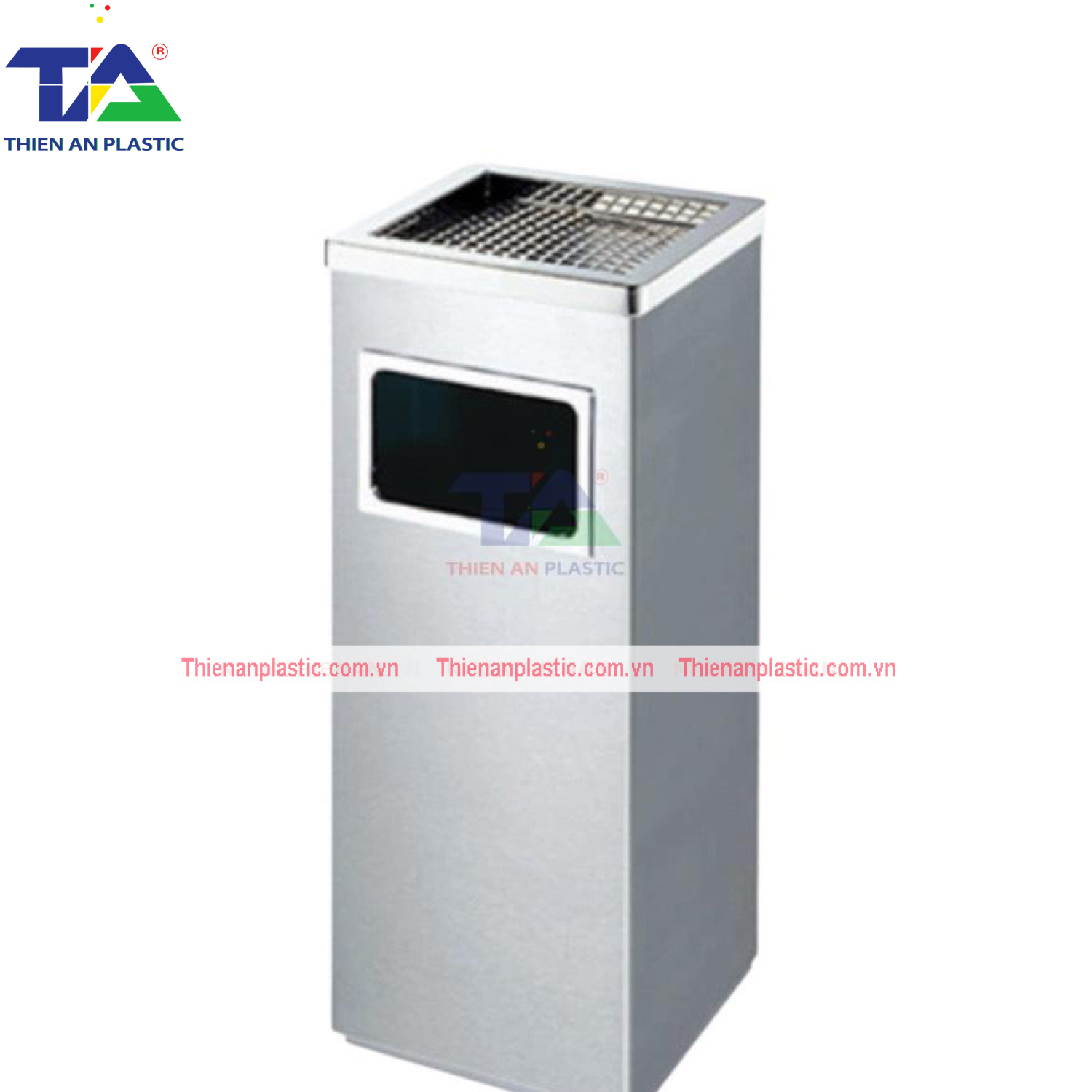 Thùng Rác Inox Gạt Tàn Vuông(KT: 300 x 240 x 610mm)