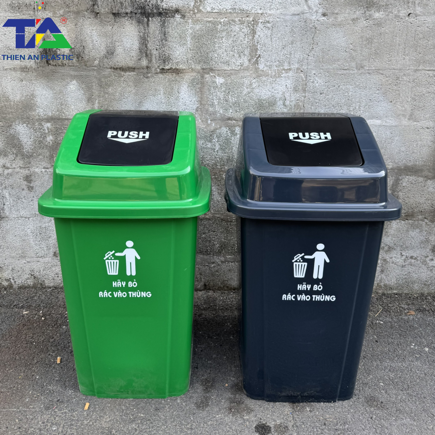 Thùng Rác Nắp Lật Push 100L (KT: 489 x 489 x 868mm)