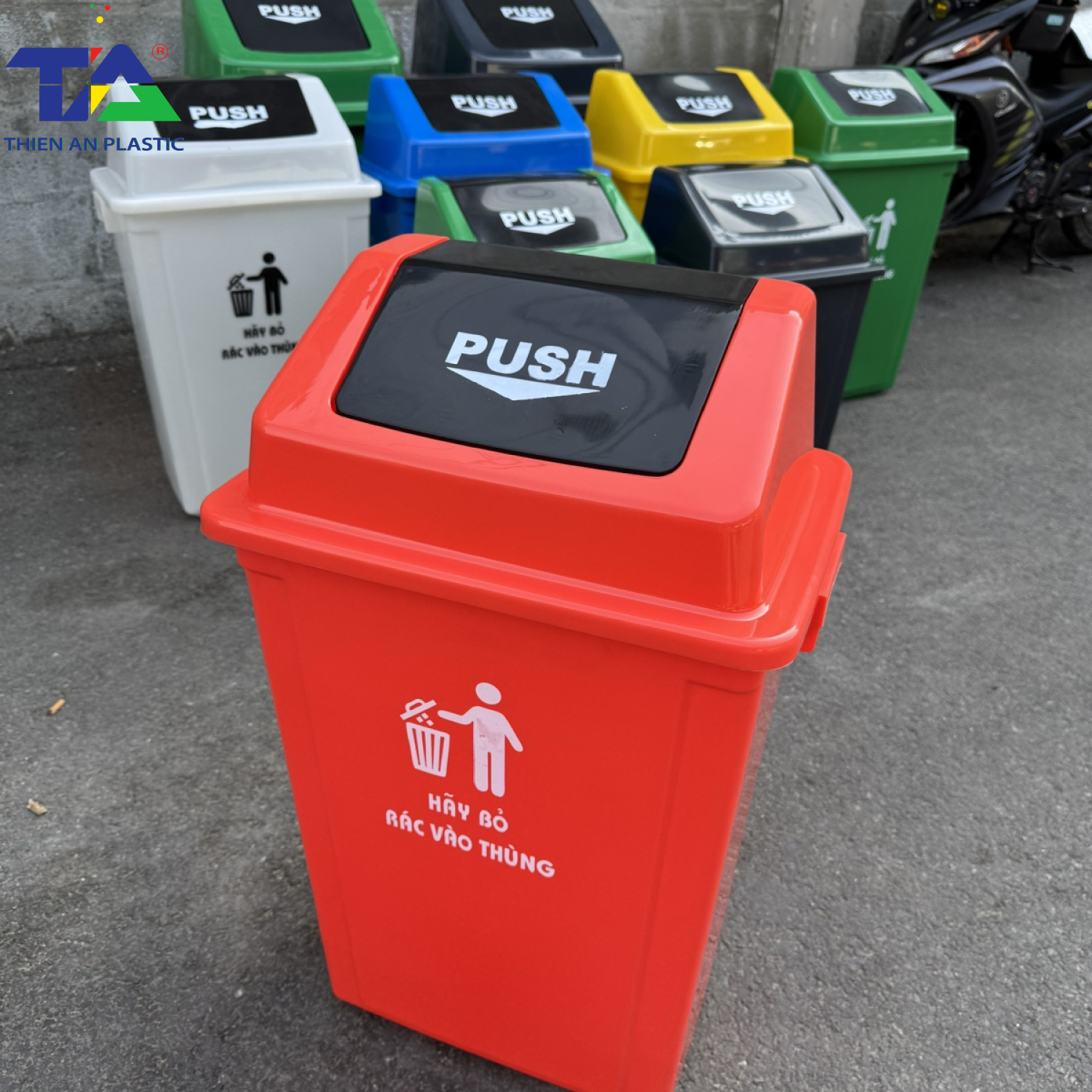 Thùng Rác Nắp Lật Push 60L (KT: 465 x 322 x 748mm)