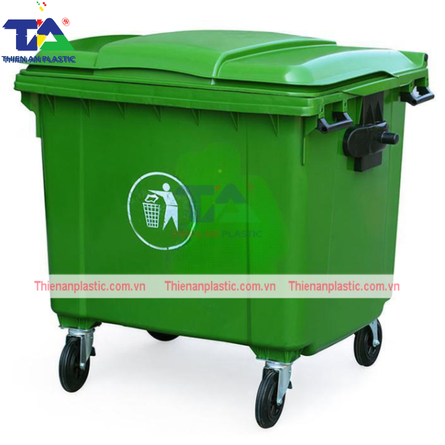 Thùng Rác Nhựa 1100 Lít (KT: 1360 x 1060 x 1370mm)