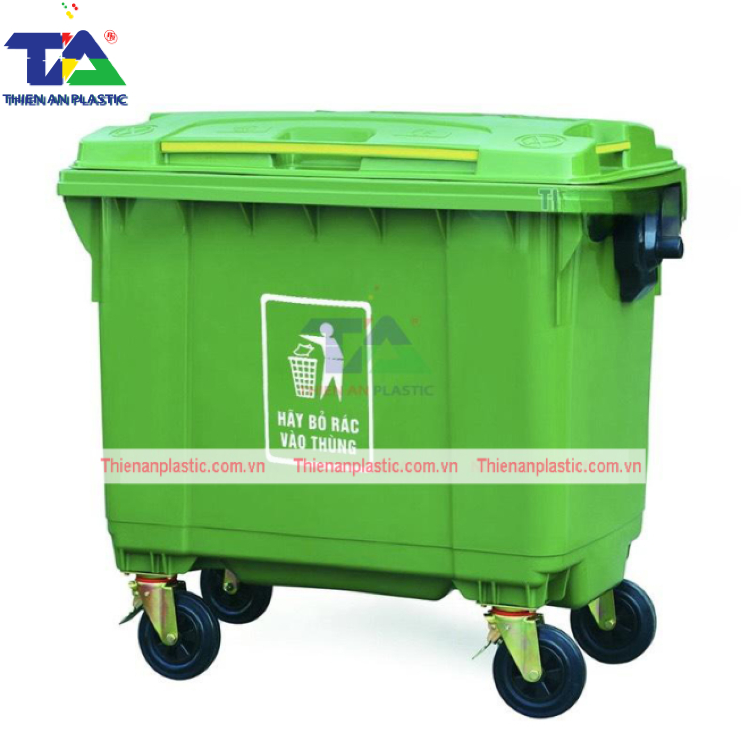 Thùng Rác Nhựa 660 Lít (KT: 1350 x 830 x 1110mm)
