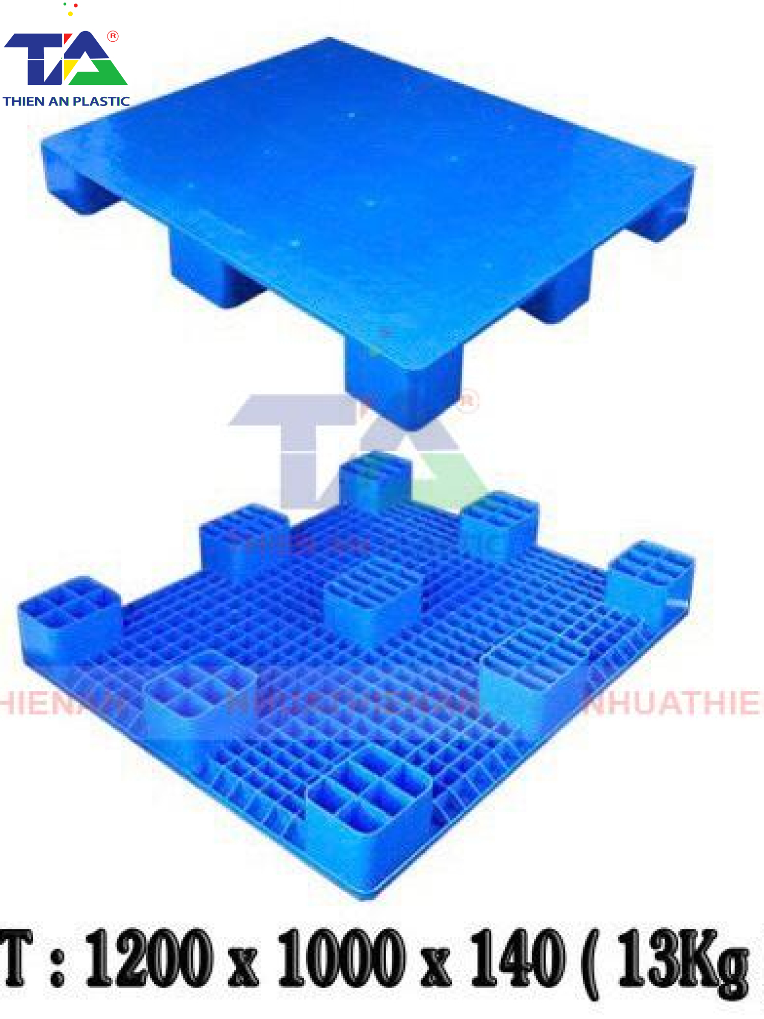 Pallet Nhựa 9 Gù(KT: 1200 x 1000 x 140mm)