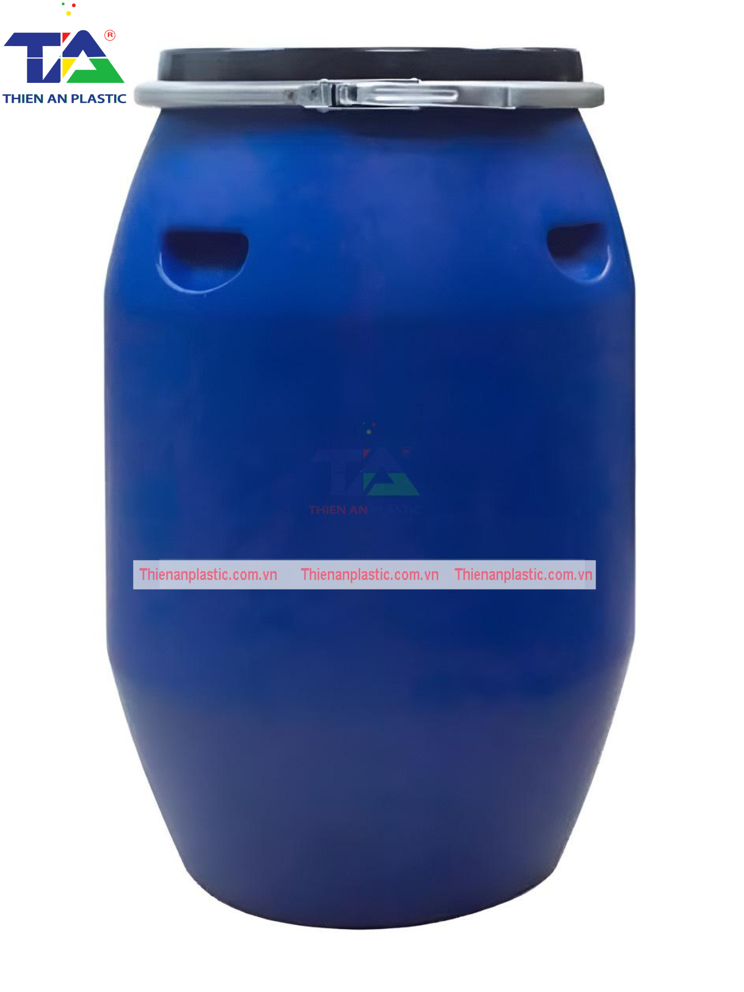 Thùng Phuy Nhựa 120 Lít Đai Sắt (KT : Ø380 x Ø430 x H760 mm)