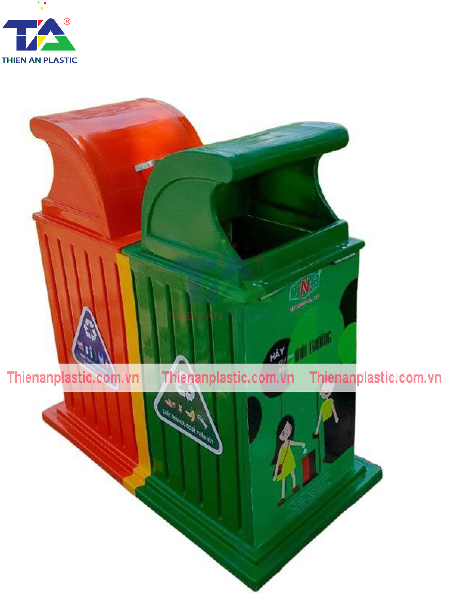 Thùng Rác Ngoài Trời 2 Ngăn TA(KT: 890 x 480 x 950mm)