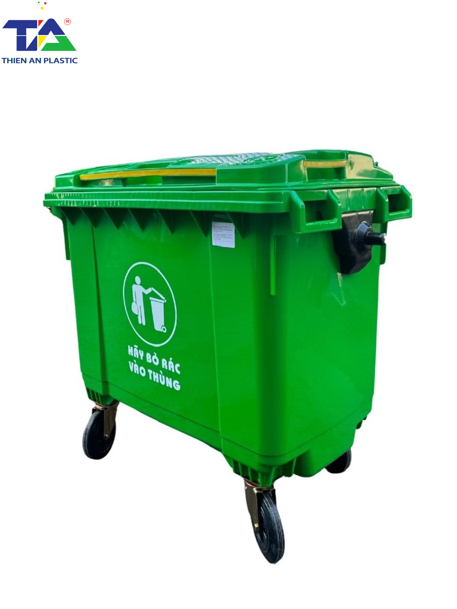Thùng Rác Nhựa 660 Lít (KT: 1350 x 830 x 1110mm)
