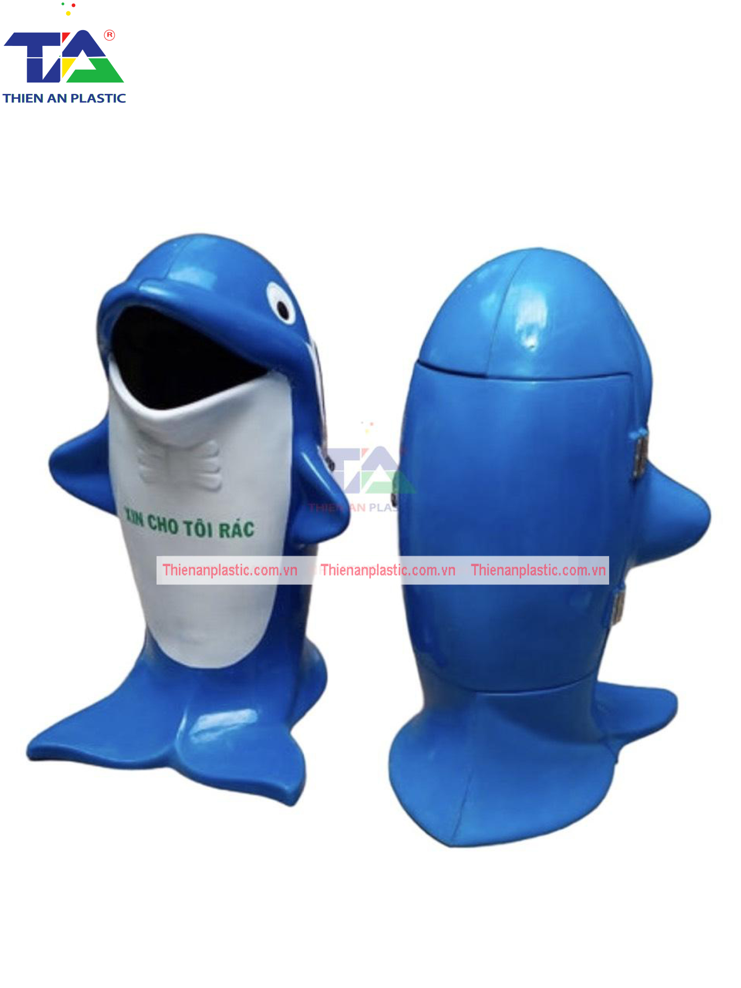 Thùng Rác Hình Cá Heo (KT: 680 x 520 x 1020 mm)