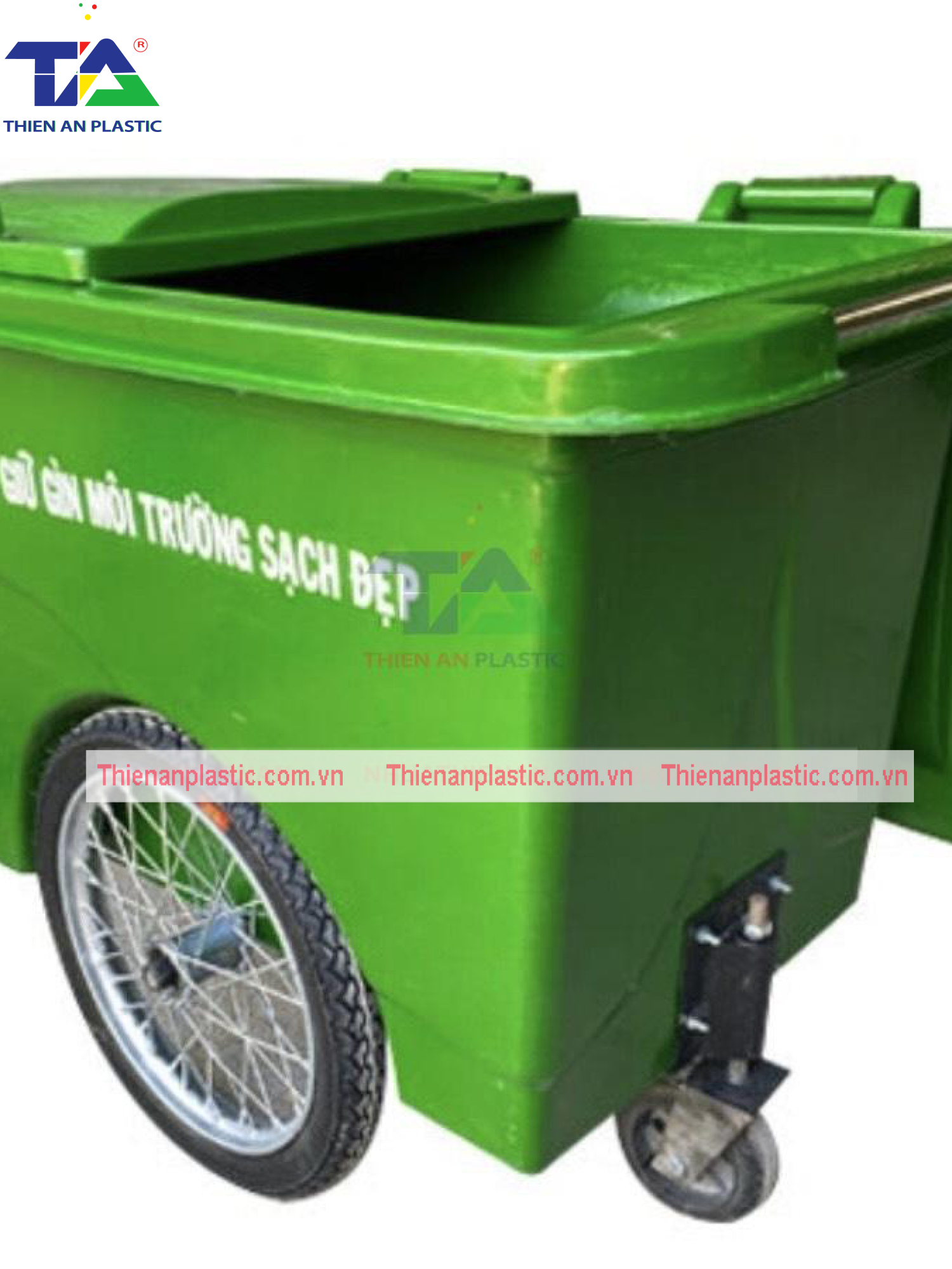 Thùng Rác Composite 1000 Lít 3 Bánh Hơi (KT: 1400 x 1030 x 1000mm)