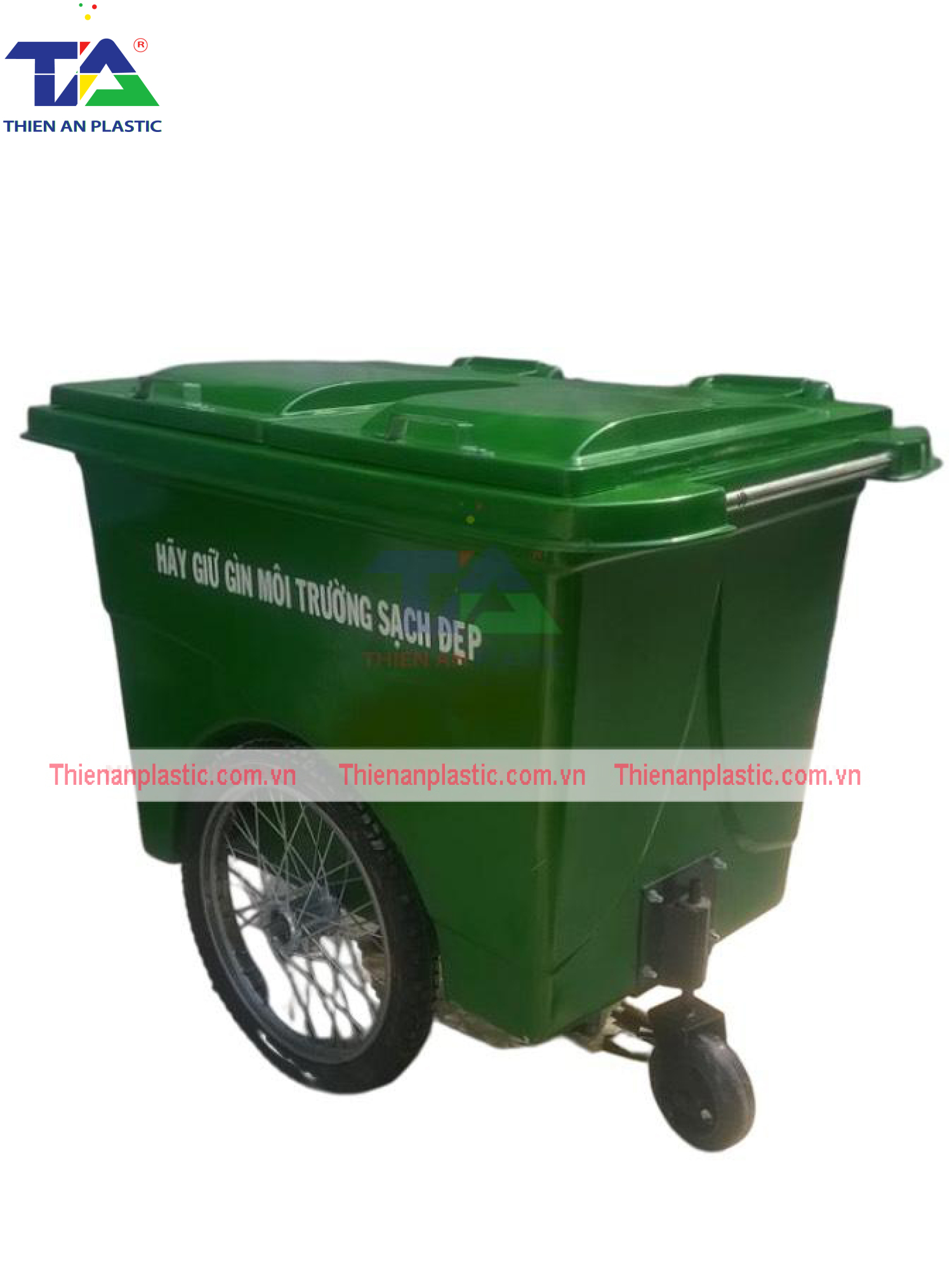 Thùng Rác Composite 660 Lít 3 Bánh Hơi (KT: 1350 x 900 x 1150mm)
