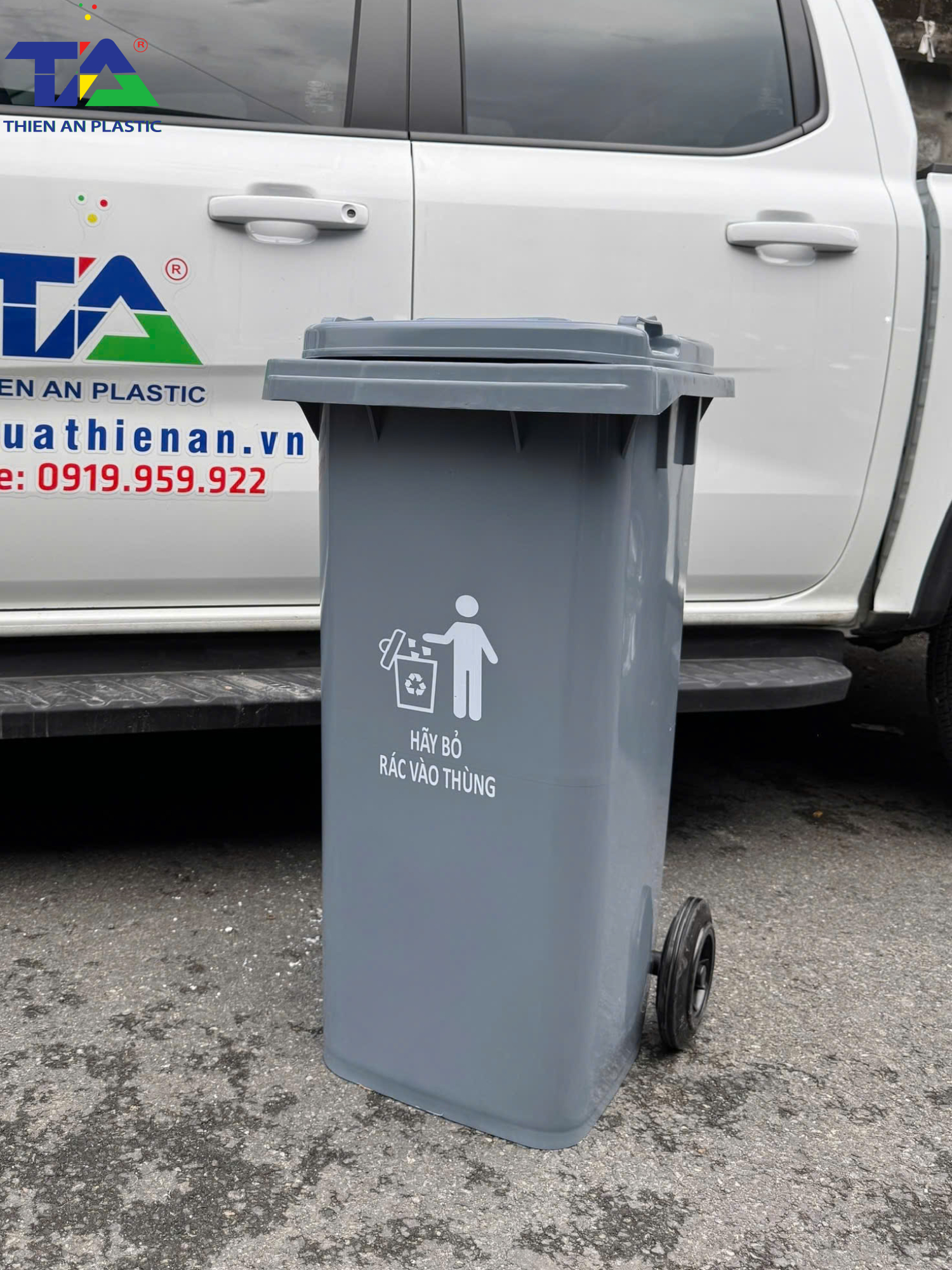 Thùng Rác Công Cộng 120 Lít (KT: 540 x 470 x 930mm)