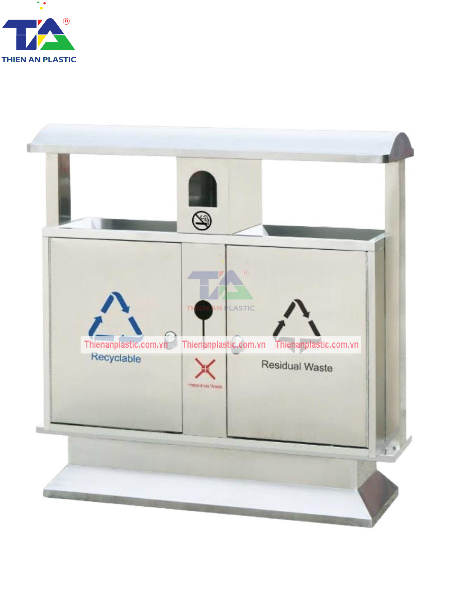 Thùng Rác Inox 2 Ngăn(KT: 890 x 480 x 900mm)