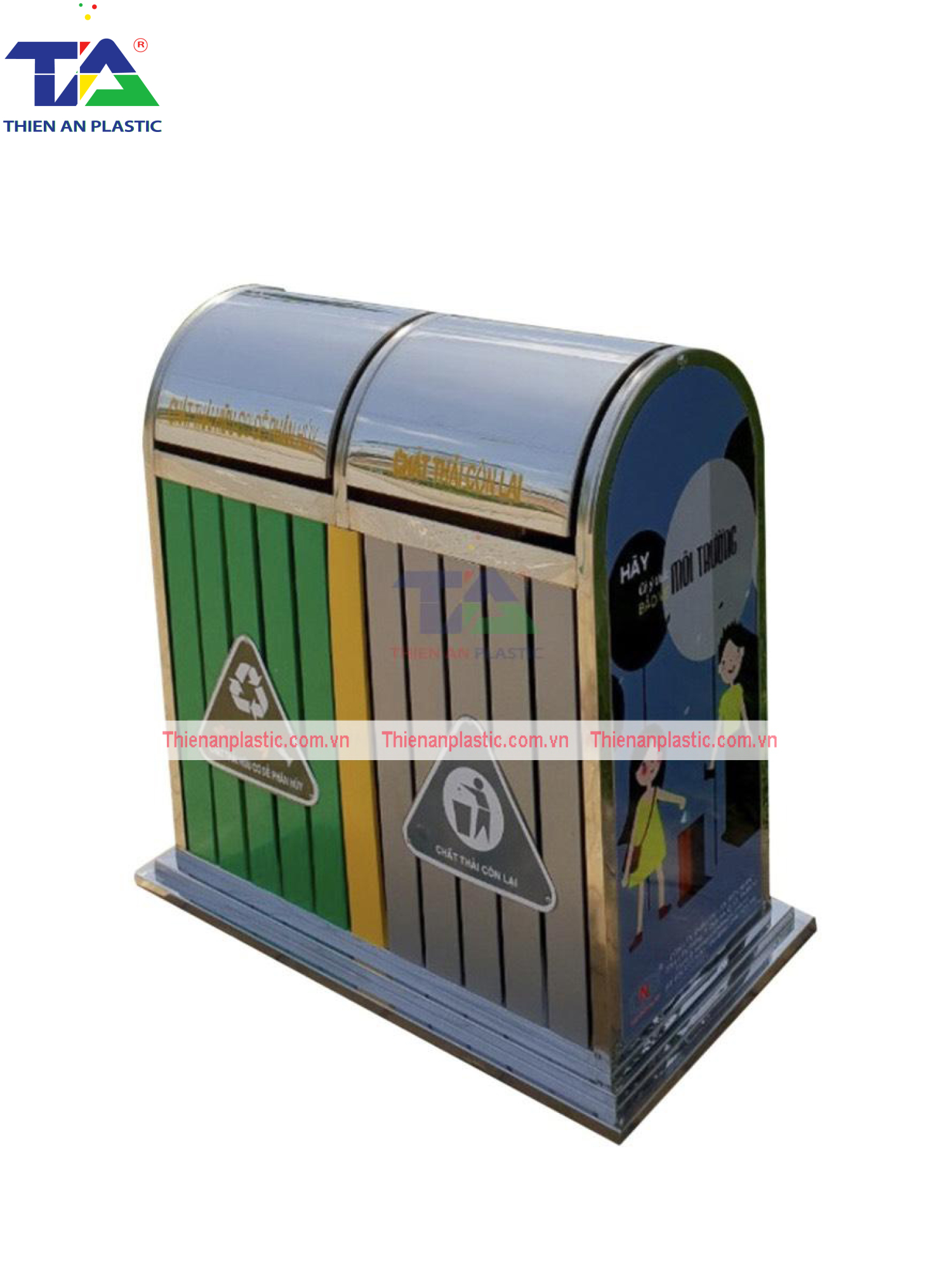 Thùng Rác Inox 2 Ngăn(KT: 890 x 480 x 900mm)