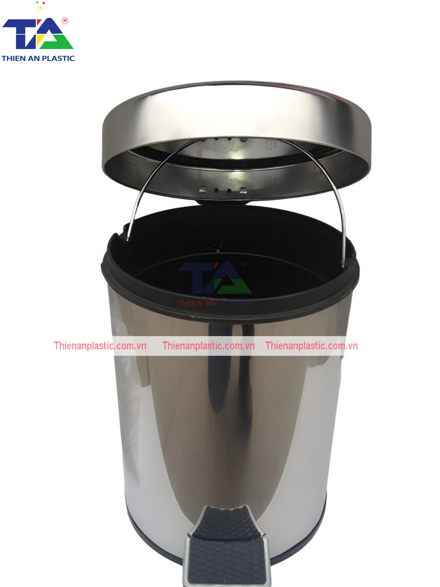 Thùng Rác Inox Đạp Chân Tròn 5L( KT: Ø205 x 285mm)