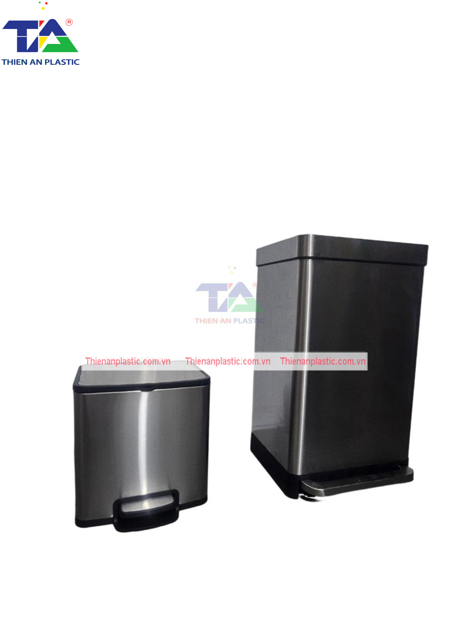 Thùng Rác Inox Đạp Chân Vuông 50L(KT: 41.5 x 33.5 x 69cm)