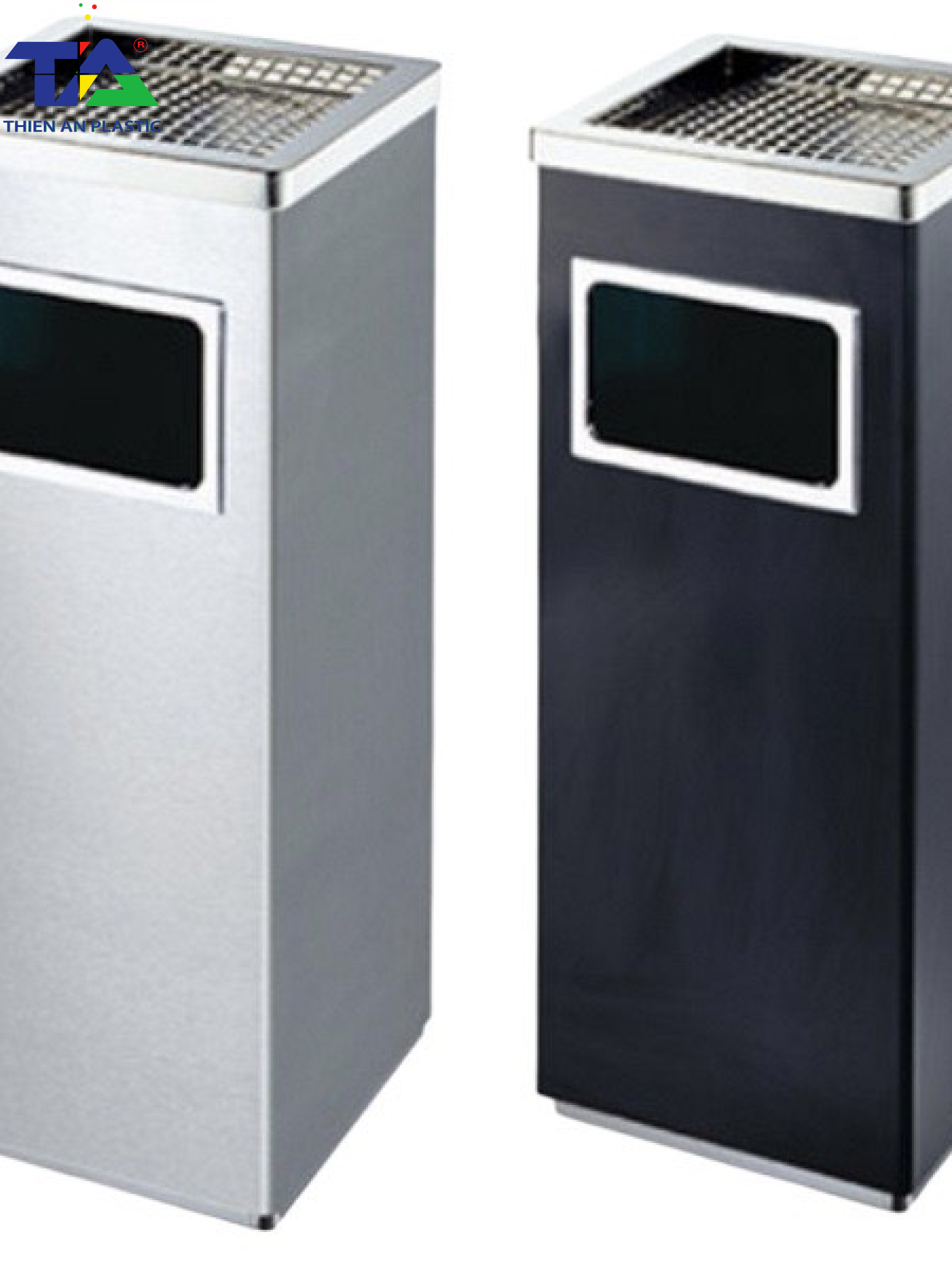 Thùng Rác Inox Gạt Tàn Vuông(KT: 300 x 240 x 610mm)