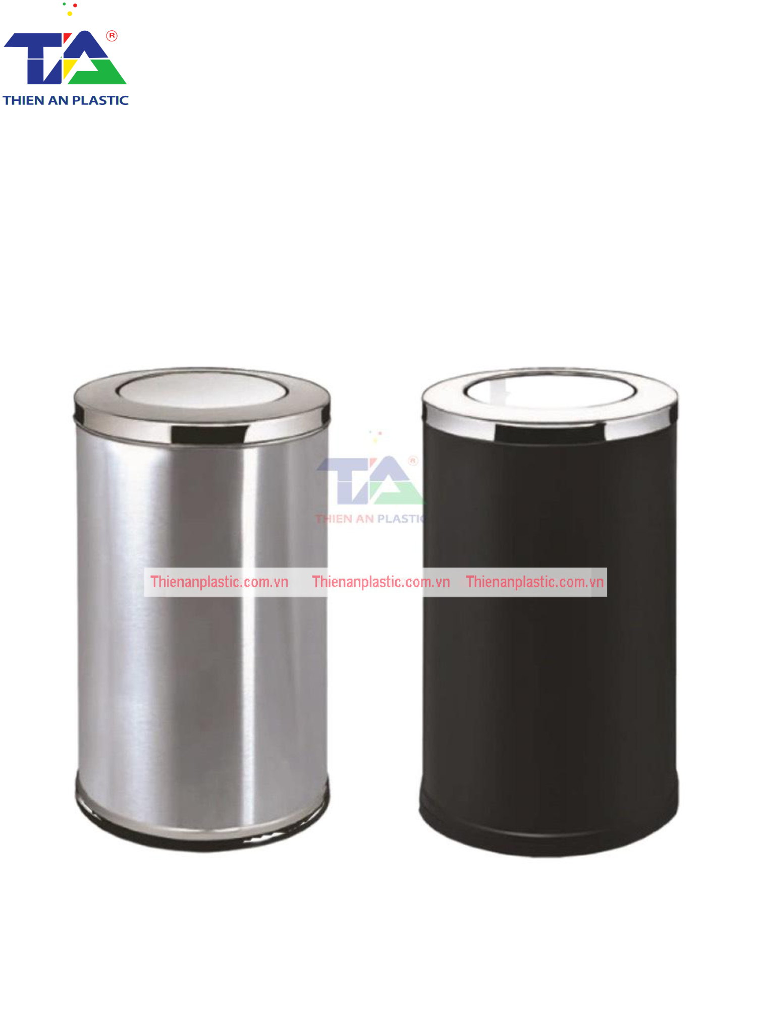 Thùng Rác Inox Nắp Lật TA2(KT: Ø380 x 730mm)