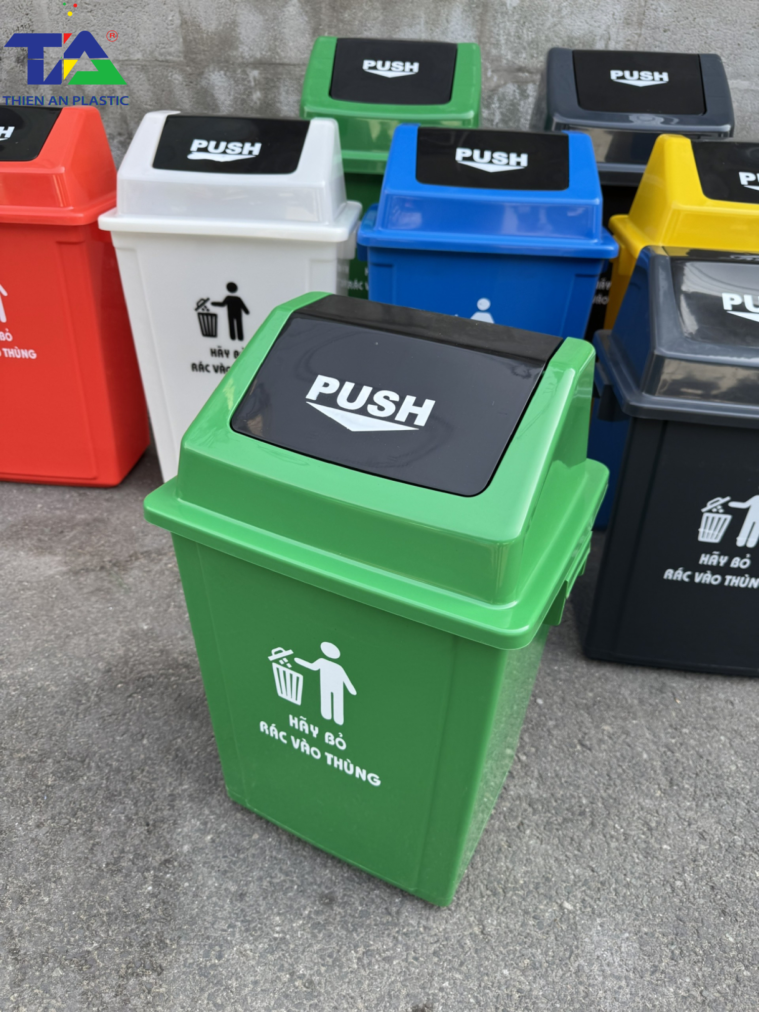 Thùng Rác Nắp Lật Push 60L (KT: 465 x 322 x 748mm)