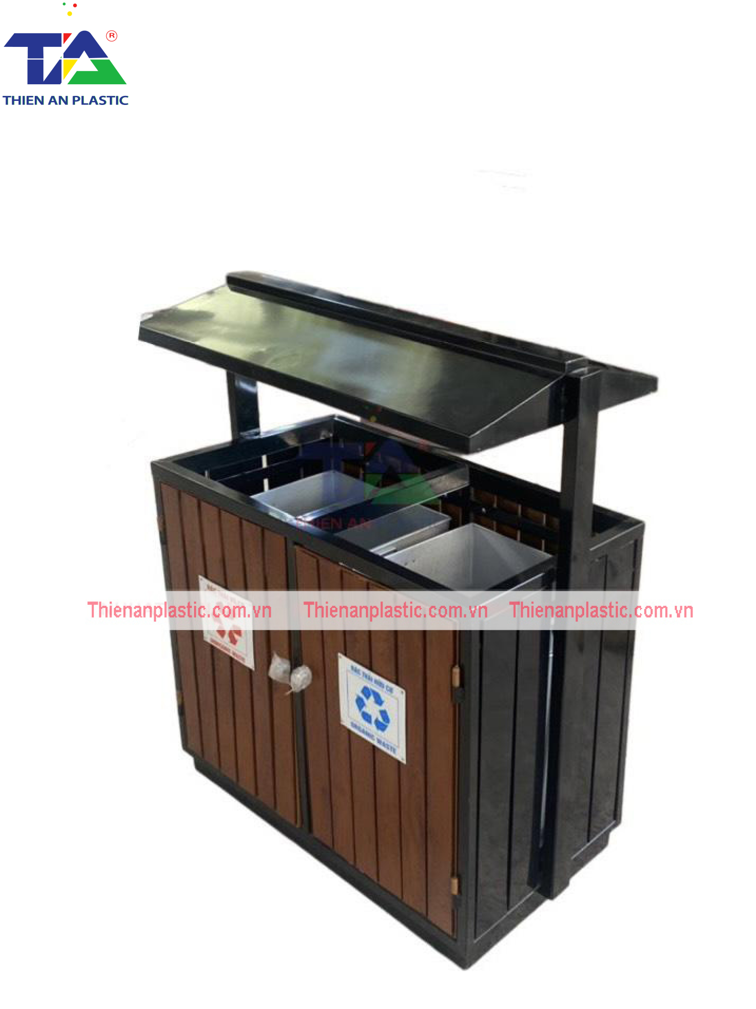 Thùng Rác Ngoài Trời 2 Ngăn TA(KT: 890 x 480 x 950mm)
