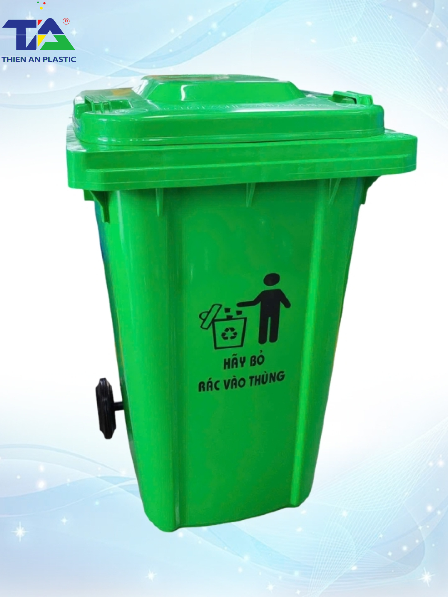 Thùng Rác Nhựa 240 Lít Dày (KT: 730 x 580 x 1070mm)