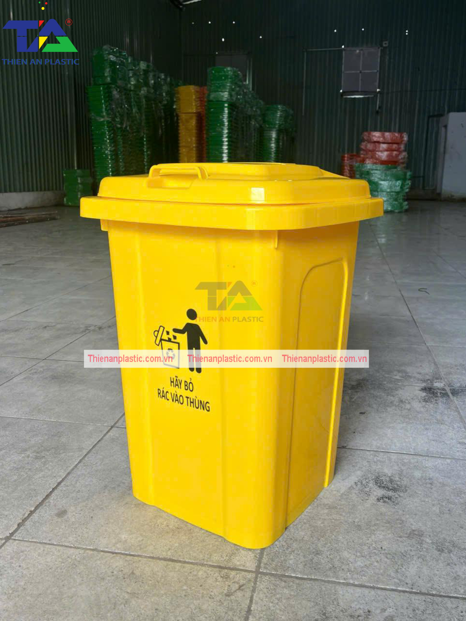 Thùng Rác Nhựa 60 Lít (KT: 470 x 420 x 660mm)