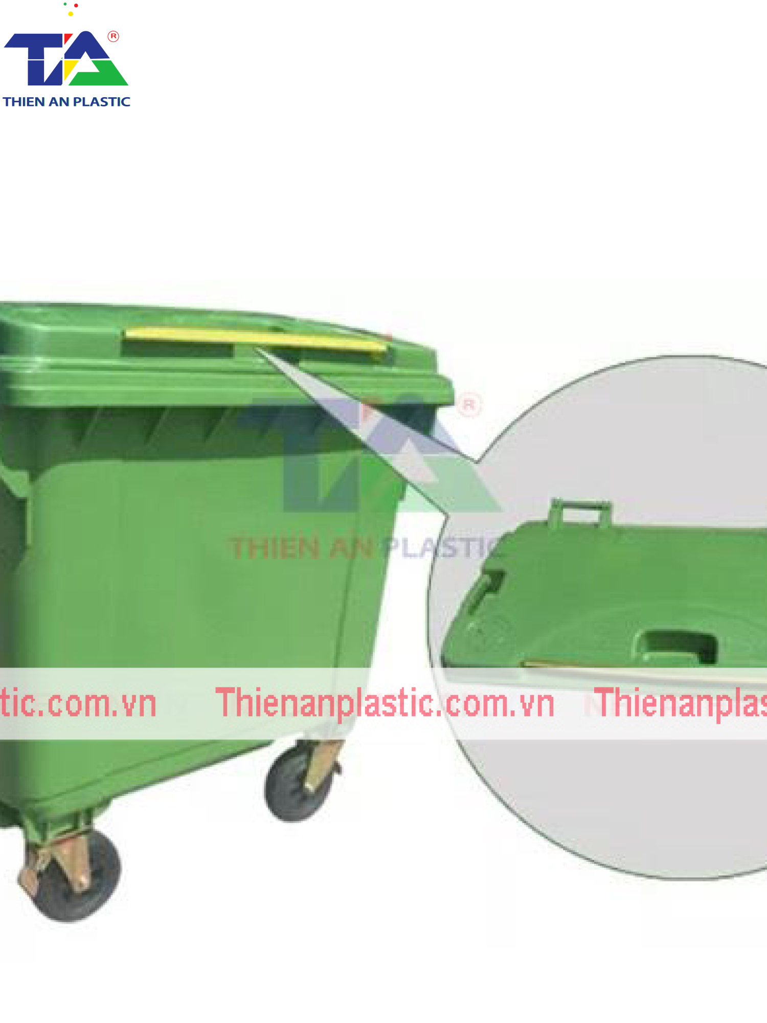 Thùng Rác Nhựa 1100 Lít (KT: 1360 x 1060 x 1370mm)