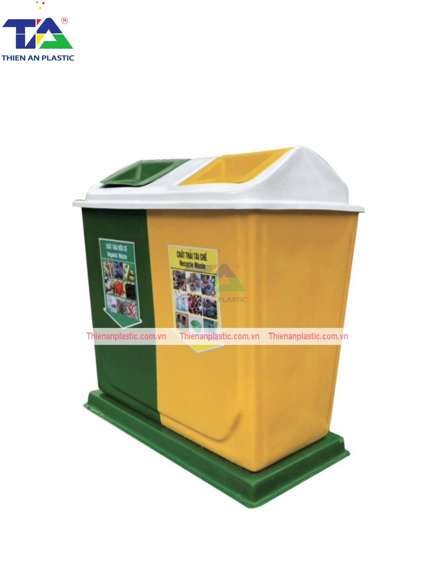 Thùng Rác Phân Loại 2 Ngăn Composite (KT: 740 x 450 x 740mm)