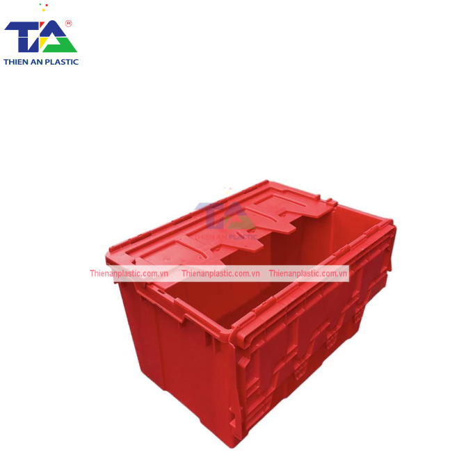 Thùng Nhựa Có Nắp Màu Đỏ (KT: 600 x 400 x 365mm)