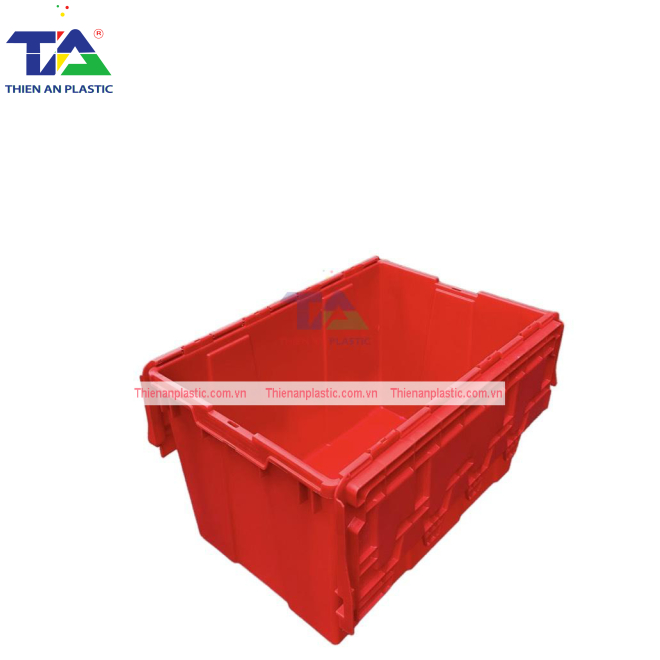 Thùng Nhựa Có Nắp Màu Đỏ (KT: 600 x 400 x 365mm)