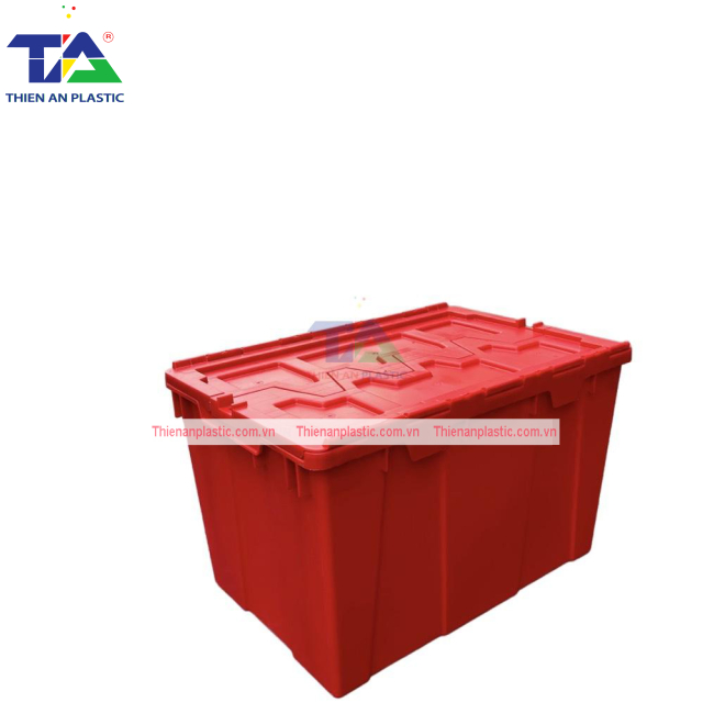 Thùng Nhựa Có Nắp Màu Đỏ (KT: 600 x 400 x 365mm)