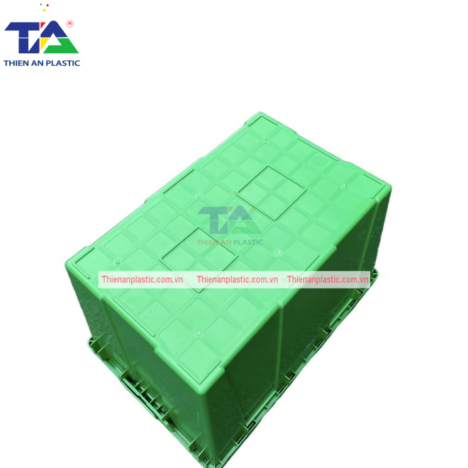 Thùng Nhựa Có Nắp Màu Lá (KT: 600 x 400 x 365mm)