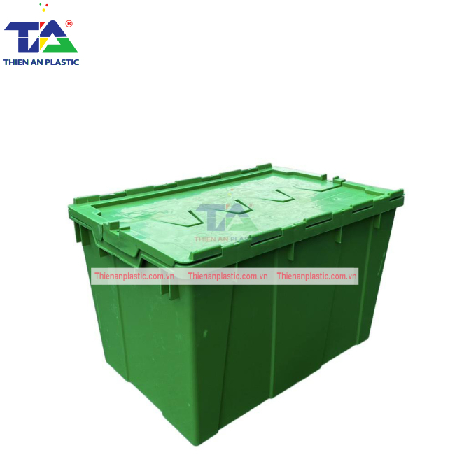Thùng Nhựa Có Nắp Màu Đỏ (KT: 600 x 400 x 365mm)