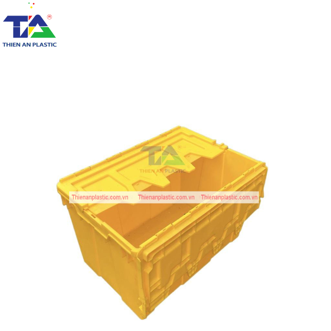 Thùng Nhựa Có Nắp Màu Vàng (KT: 600 x 400 x 365mm)