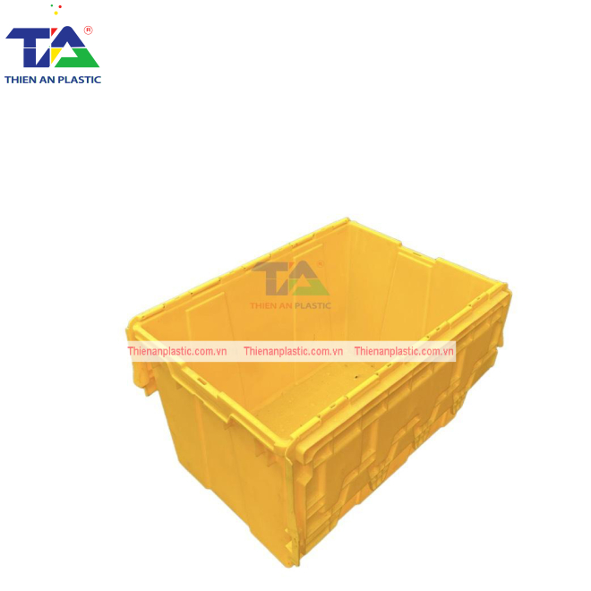 Thùng Nhựa Có Nắp Màu Vàng (KT: 600 x 400 x 365mm)