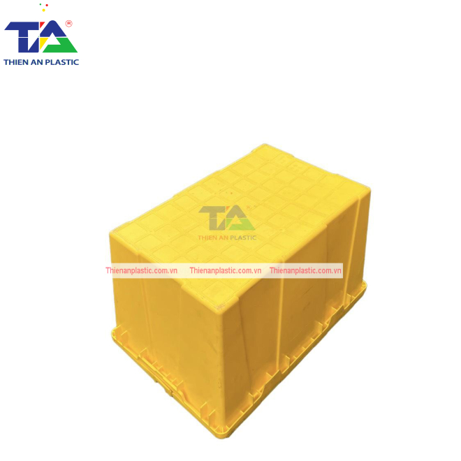 Thùng Nhựa Có Nắp Màu Vàng (KT: 600 x 400 x 365mm)
