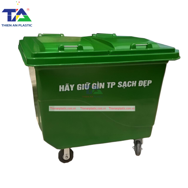 Thùng Rác Composite 1000 Lít 4 Bánh Xe (KT: 1520 x 1060 x 1150mm)