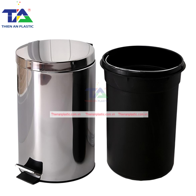 Thùng Rác Inox Đạp Chân Tròn 20L(KT: Ø285 x 445mm)