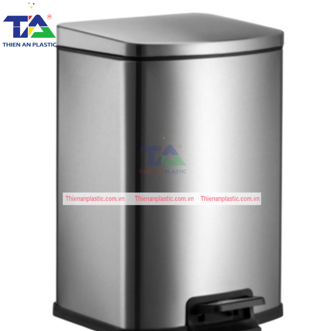 Thùng Rác Inox Đạp Chân Vuông 16L(KT: 32 x 25 x 41cm)