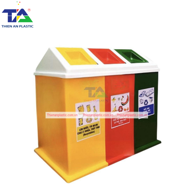 Thùng Rác Phân Loại 3 Ngăn Composite (KT: 1100 x 620 x 900mm)